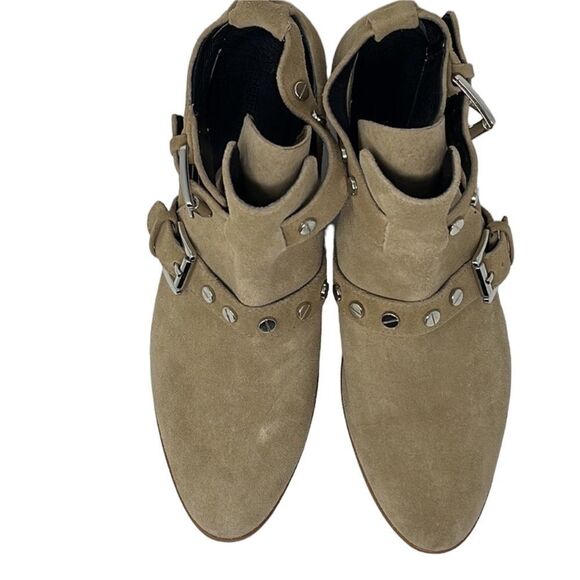Rebecca Minkoff Abigail Taupe Suede Studded Buckle Ankle Booties Women’s US 9.5 - Picture 3 of 8